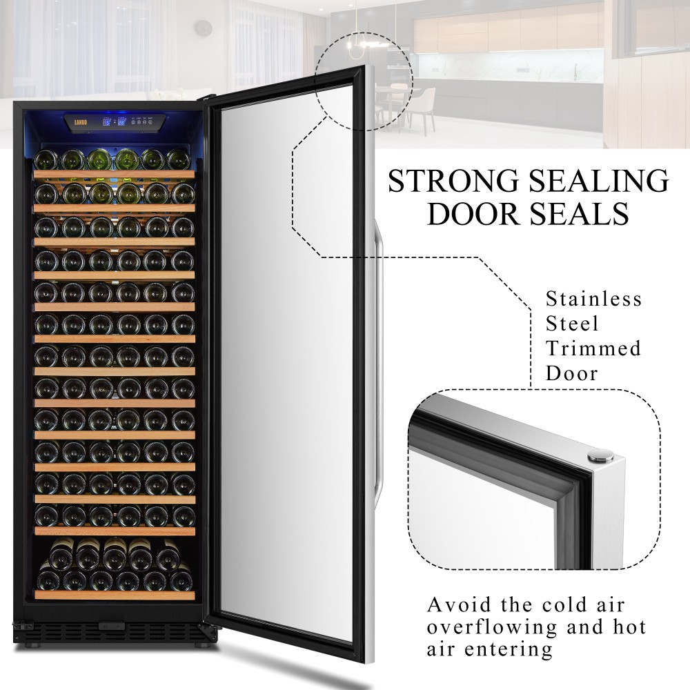 LANBO Wine Chiller, 149 Bottle Single Zone Red Wine Cellar Fridge Built